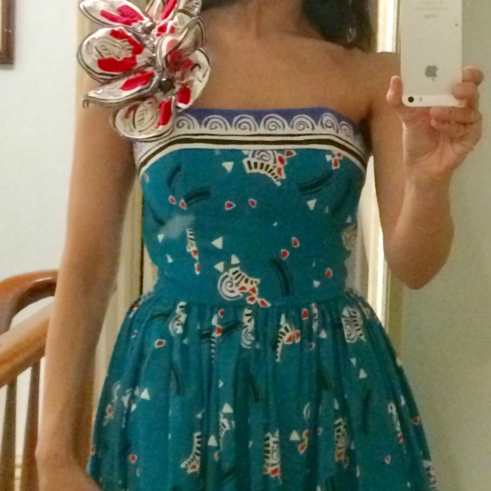 Vintage Victor Costa Turquoise Cotton Formal Dress - Picture 8 of 8